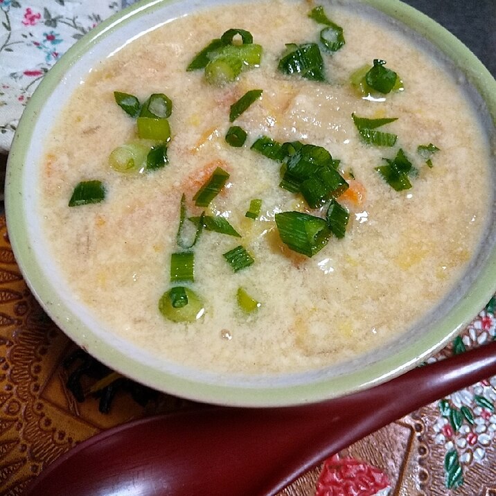 母の日に★胃腸に優しい新玉葱と白菜の豆乳味噌スープ